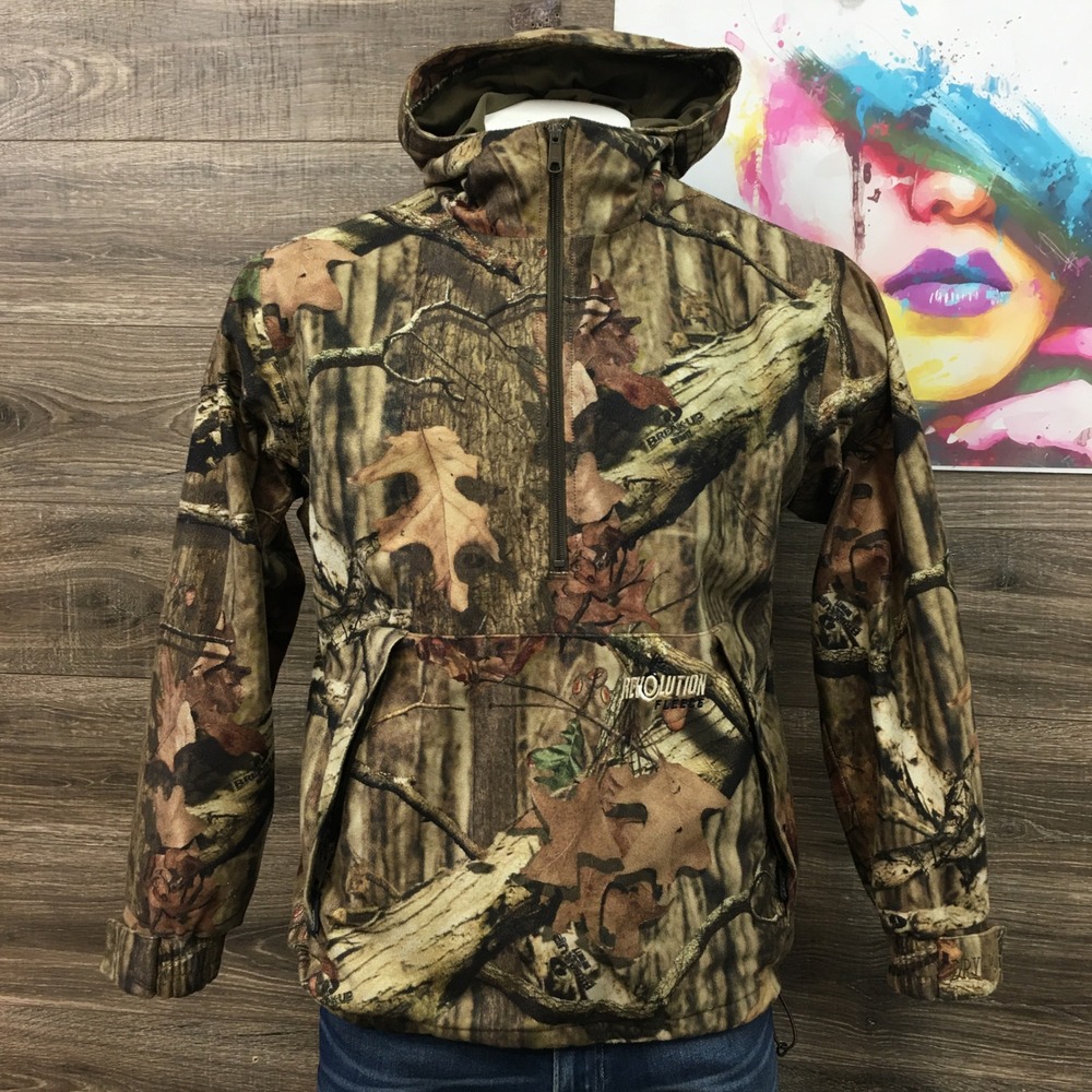 Cabelas Mens Half Zip Camo Fleece Hooded Jacket Realtree Xtra Fleece M
